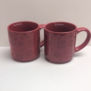 Tim Horton's Snowflake Mugs 2021 ( Pair) Red Like New